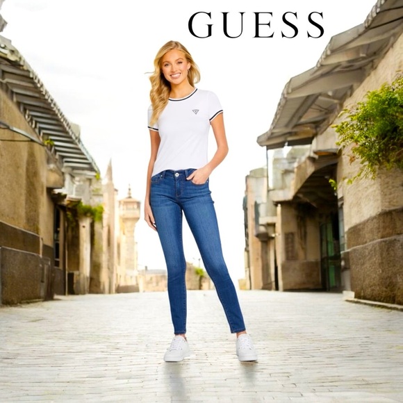 GUESS, Sienna Curvy Mid-Rise Skinny Jeans, Size 25, Blue - Picture 1 of 12